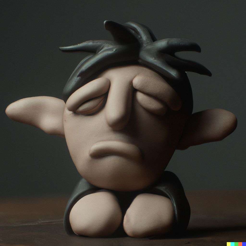 a representation of anxiety, claymation cartoon